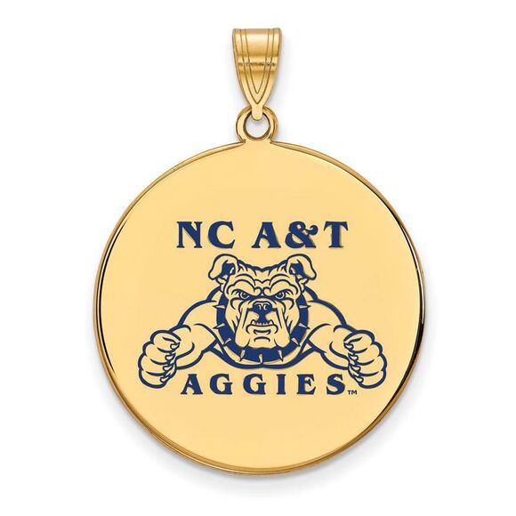 14k Gold Plated Silver North Carolina A&T XL Enamel Disc Pendant